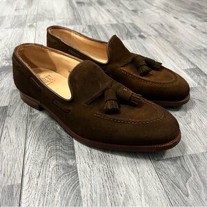 Crockett and Jones Brown Suede Tassel Loafers for Men Sz 8.5 E